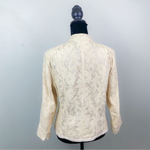 AK Anne Klein | Lace | Ivory | Button Down | Cardigan Jacket | - Picture 3 of 13